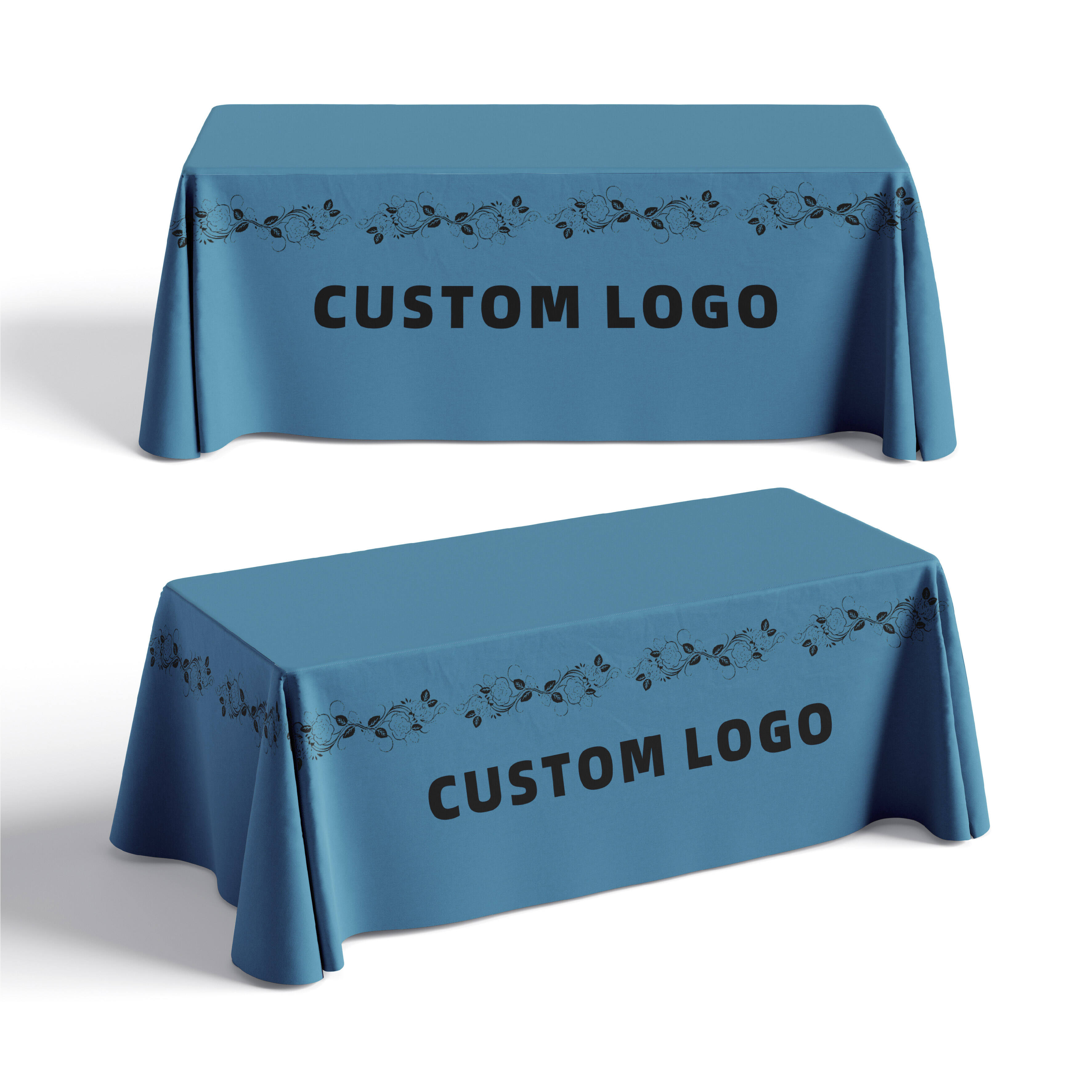 OEM Promotion Custom  Rectangle Table Cover Fitted  Printed Polyester 6ft 8ft Tablecloth