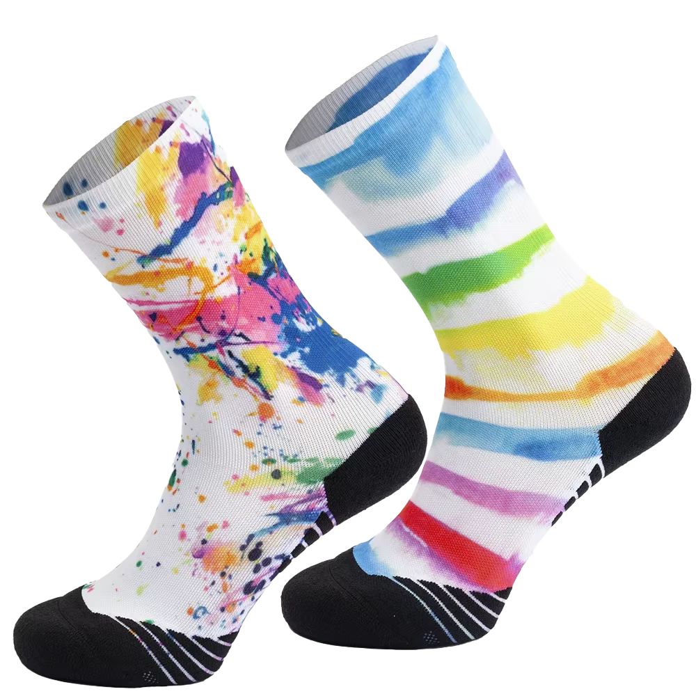 Athletic Socks Customized Sublimation Printed Cycling Compression Sports Socks	