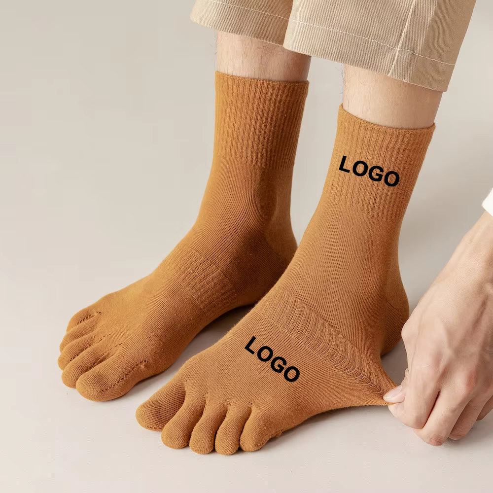 Designer Crew Business Dress 5 Toe Sock Wholesale Custom logo Five Finger Socks	