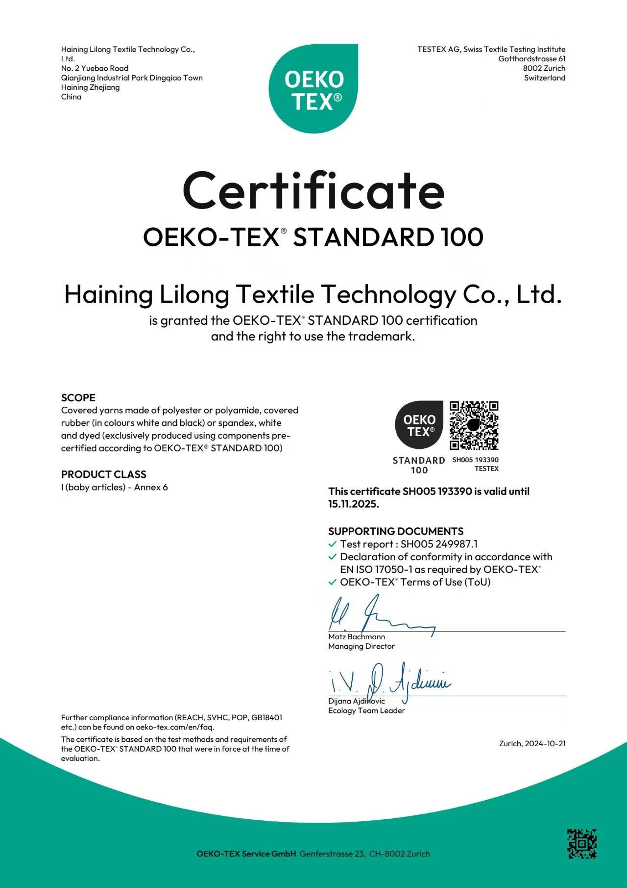 OEKO-TEX° STANDARD 100