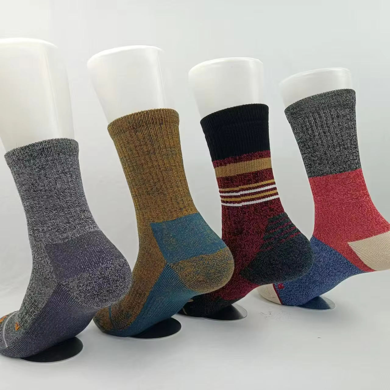 Men Merino Wool Socks Cushioned Trekking Outdoor Hiking Socks