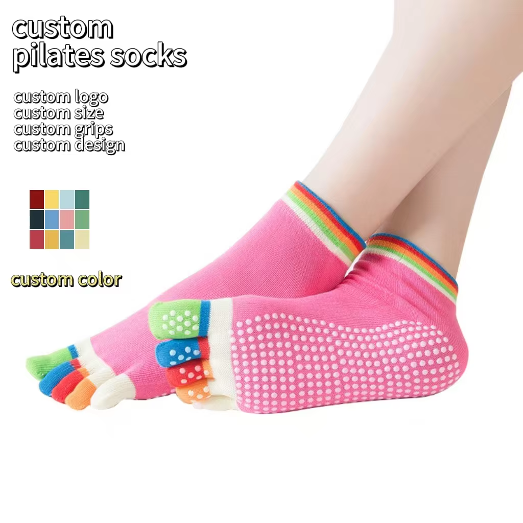 Yoga Socks Open Toes Adhesive Women's Yoga Five Finger Socks Split Toe Socks	