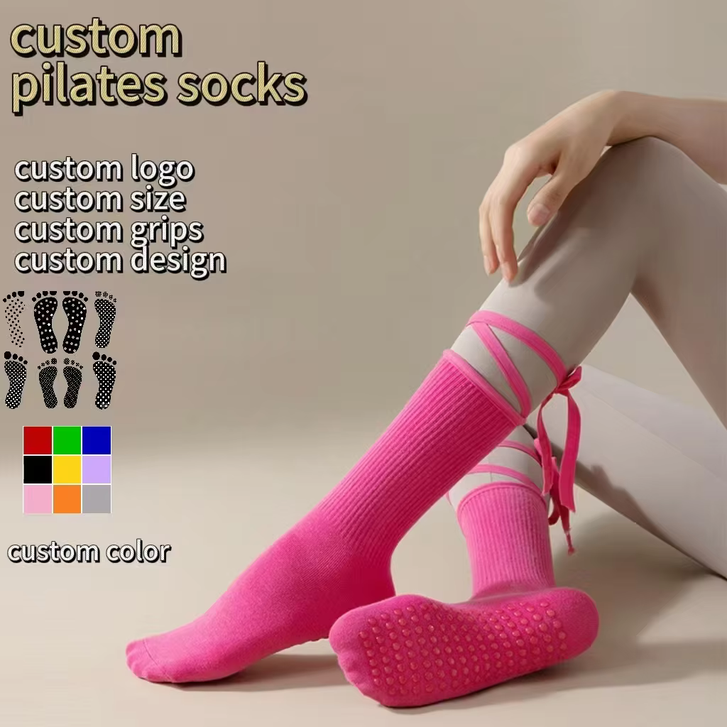 Anti-slip Yoga Socks Pilates Dance Aerobics Colorful Straps Custom Design	