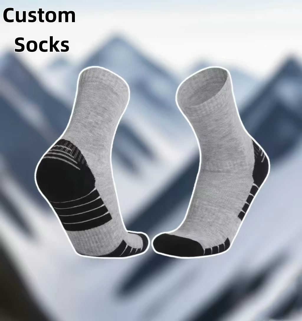 High Quality Custom Moisture Wicking Anti-Bacterial Hiking Ski Merino Wool Crew Socks