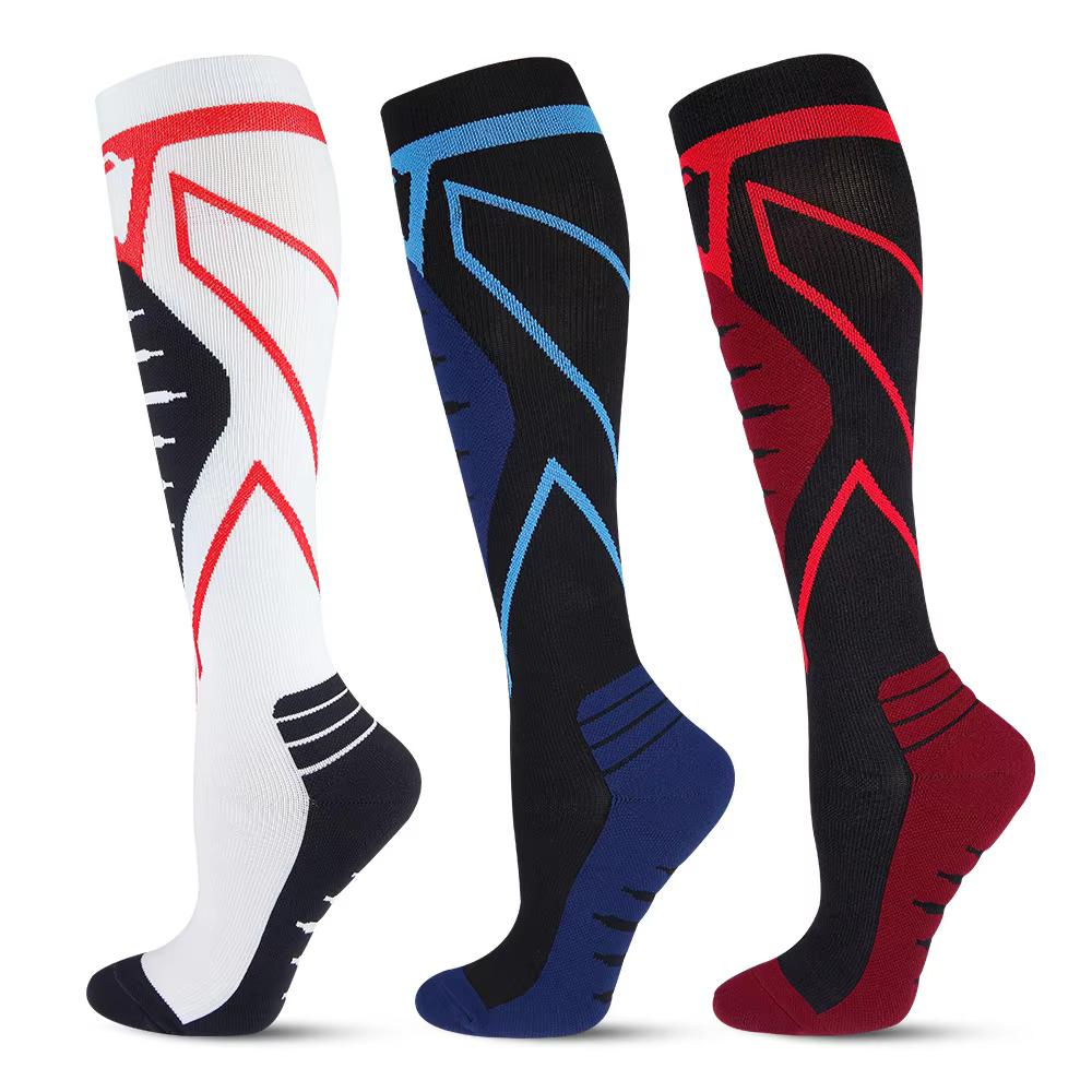 Hot Sale 20-30mmhg Knee High Elastic Custom Men Long Compression Cycling Sport Socks