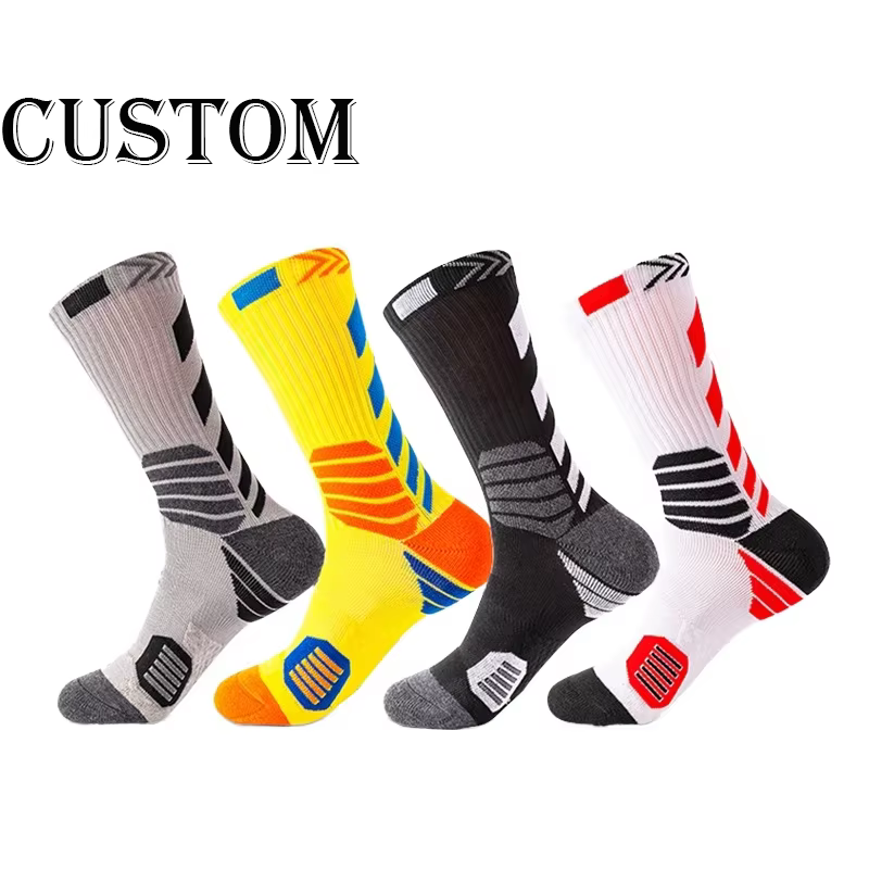 High Quality Heel Thicken Towel Bottom Red Black Basketball Running Crew Mens Towel Sports Socks
