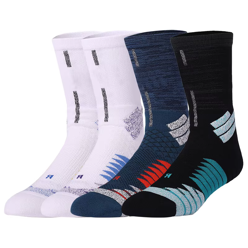 OEM Professional Mid-tube Elite Basketball SocksTerry Bottom Custom High Quality Men's Crew Compression Socks