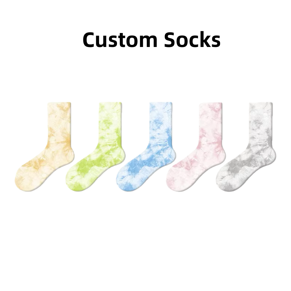 Custom Terry Towel Bottom Tye Dye Sock Ribbed Men Women Crew Tube Tie Dye Socks Wholesale