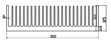 Standard aluminum extrusion heat sink 300x85mm