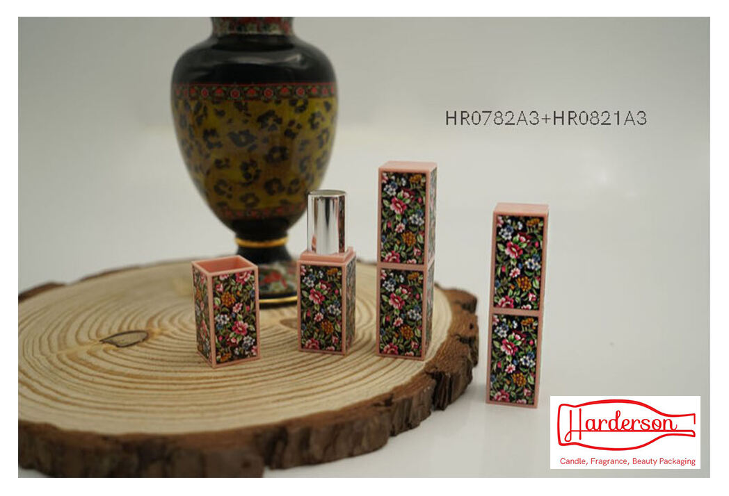 Wholesale Harderson high quality square vintage recycled plastic lipstick tube décor with China traditional flower & birds and cranes & auspicious cloud 3D embossed patterns for lip balm manufacture