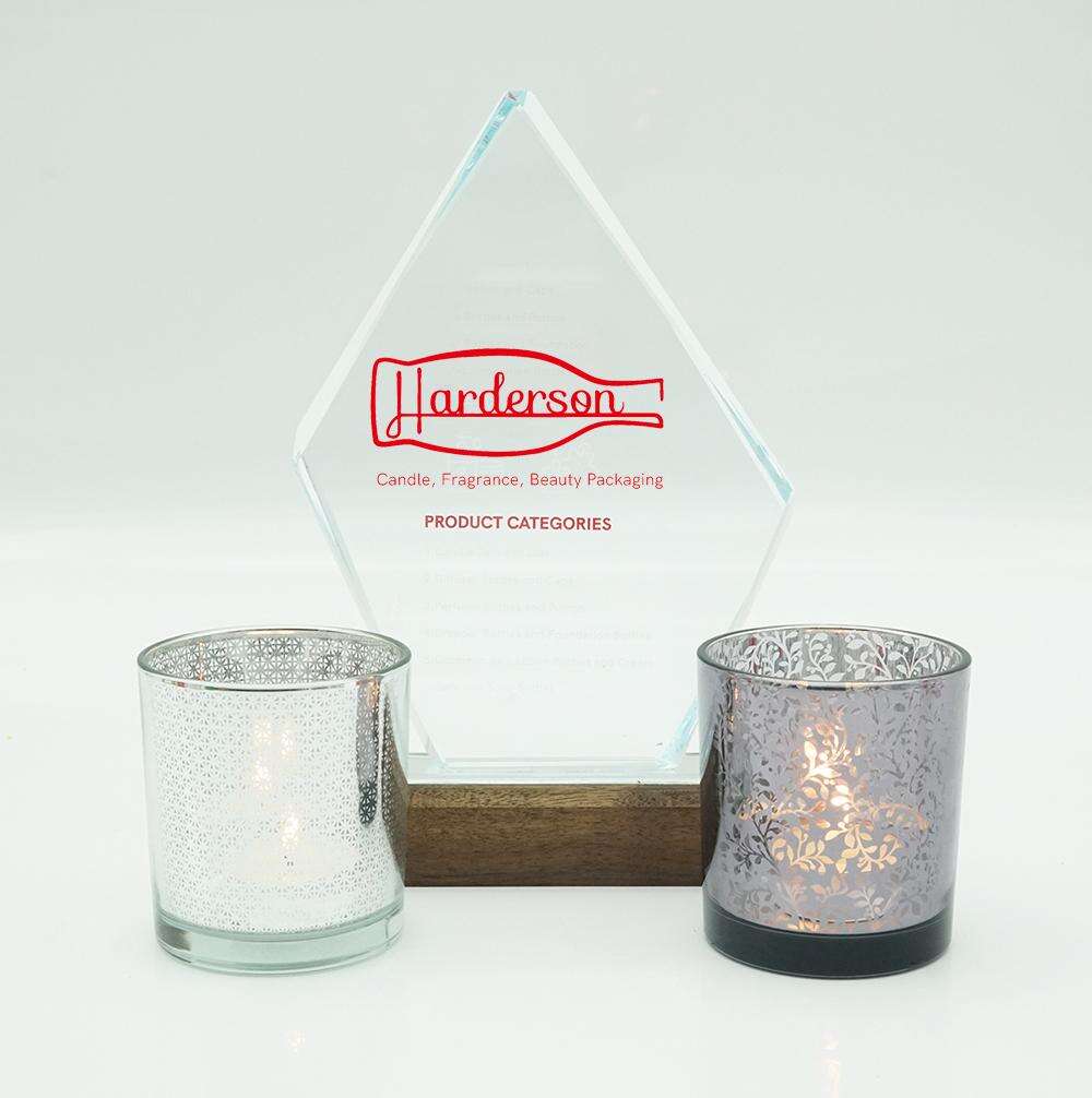 Harderson 11oz Shiny Silver Electroplated Glass Candle Holder factory