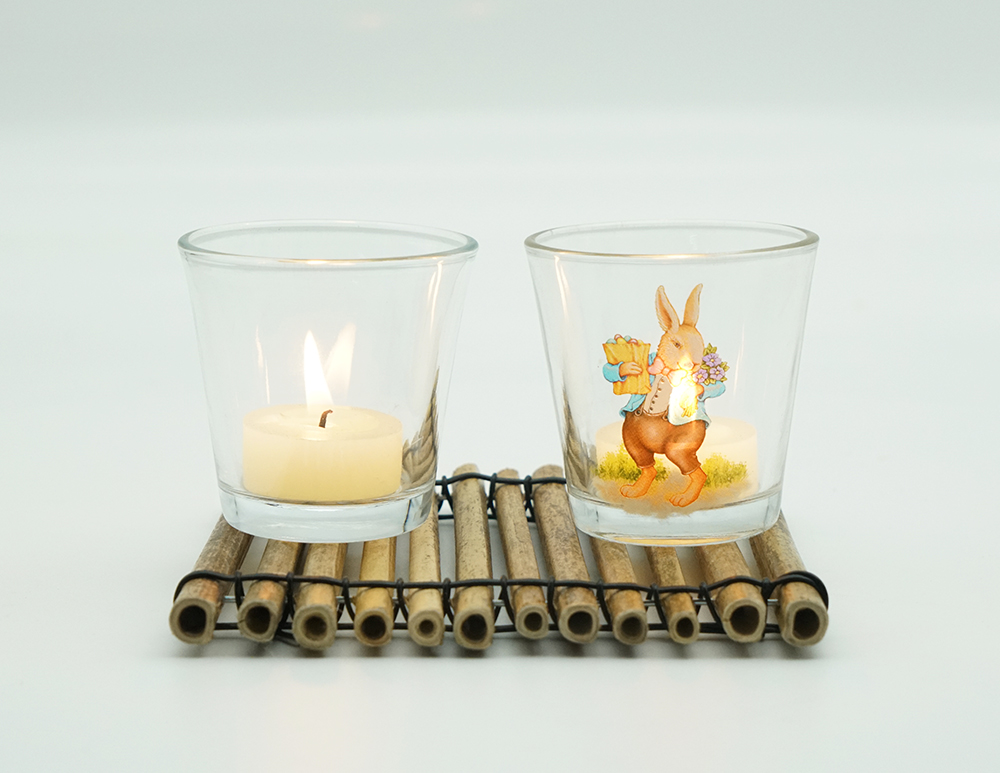 Harderson Tapered Tealight Glass Candle Holder with Decal Animal Pattern manufacture