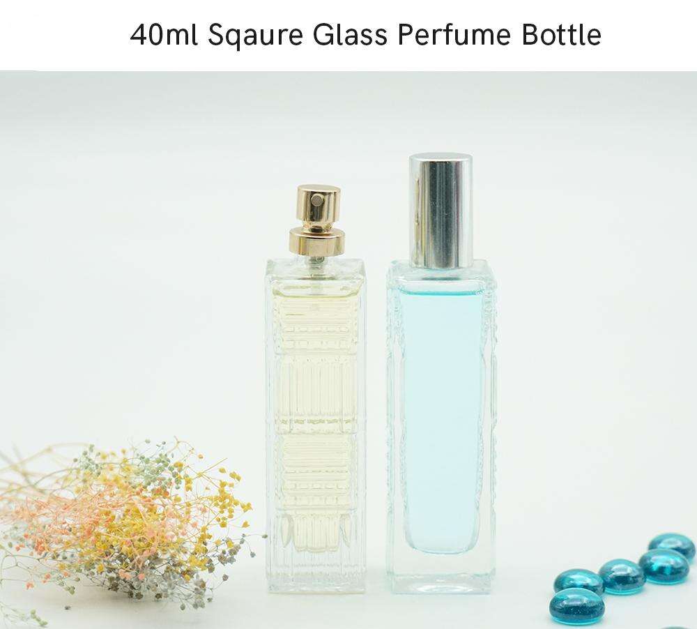 Harderson 40ml Square Embossed Pattern Perfume Bottle with Cap manufacture