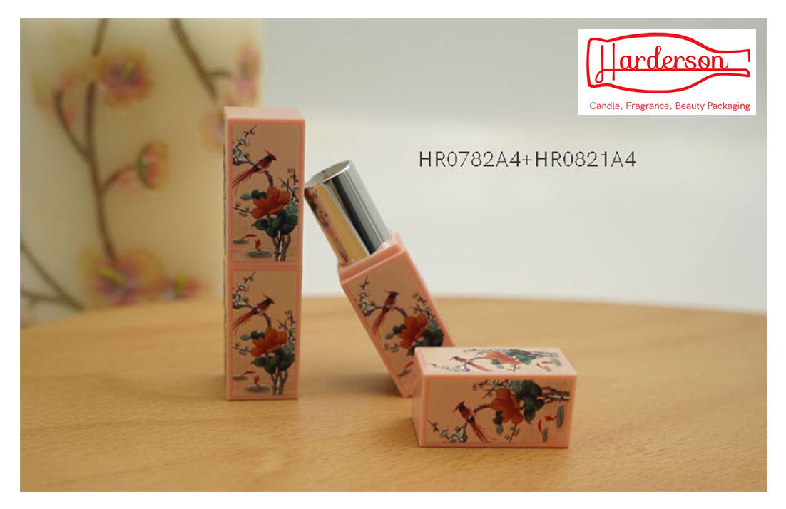 Wholesale Harderson high quality square vintage recycled plastic lipstick tube décor with China traditional flower & birds and cranes & auspicious cloud 3D embossed patterns for lip balm