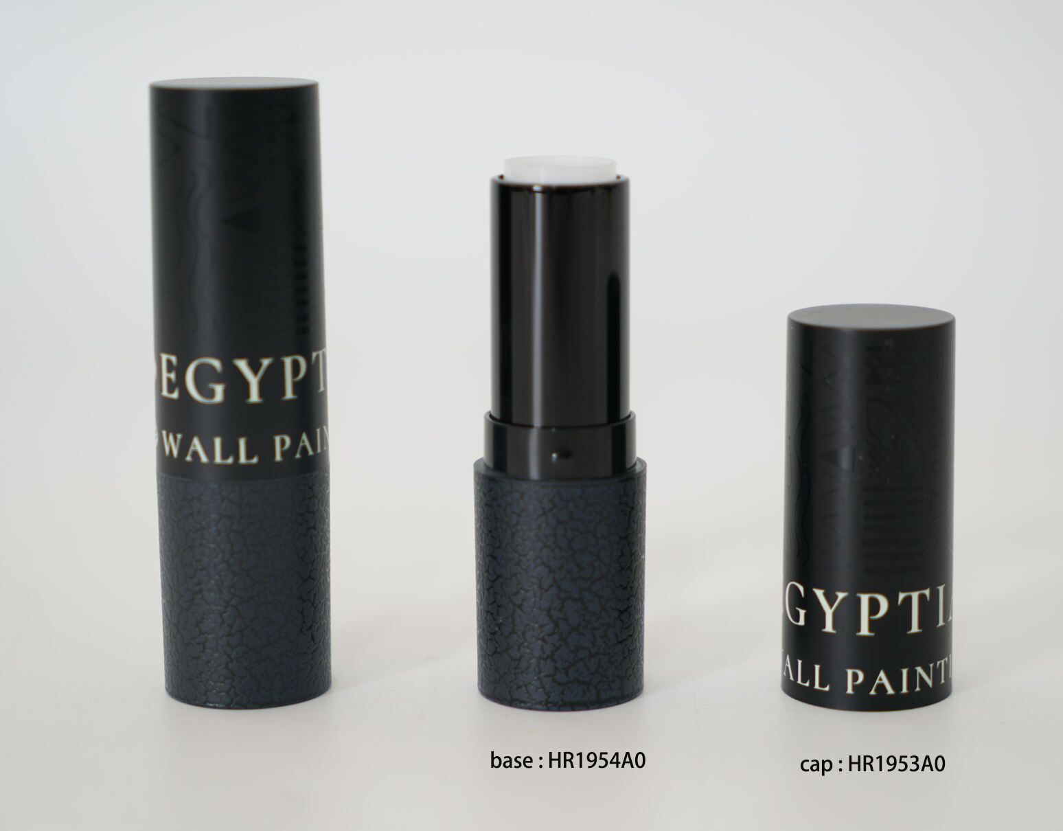 Wholesale Harderson high quality cylinder matte black two-color injection recycled plastic cosmetic makeup packaging with 3D embossed & silk screen printing and crackle finish for lipstick