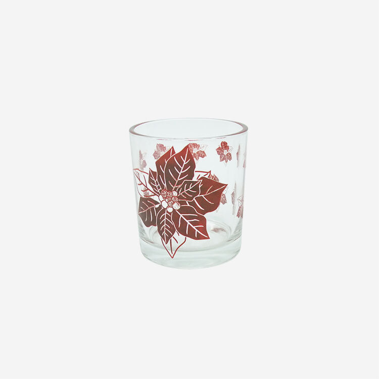 5oz Cylinder Glass Candle Jar with Decal Flower Pattern