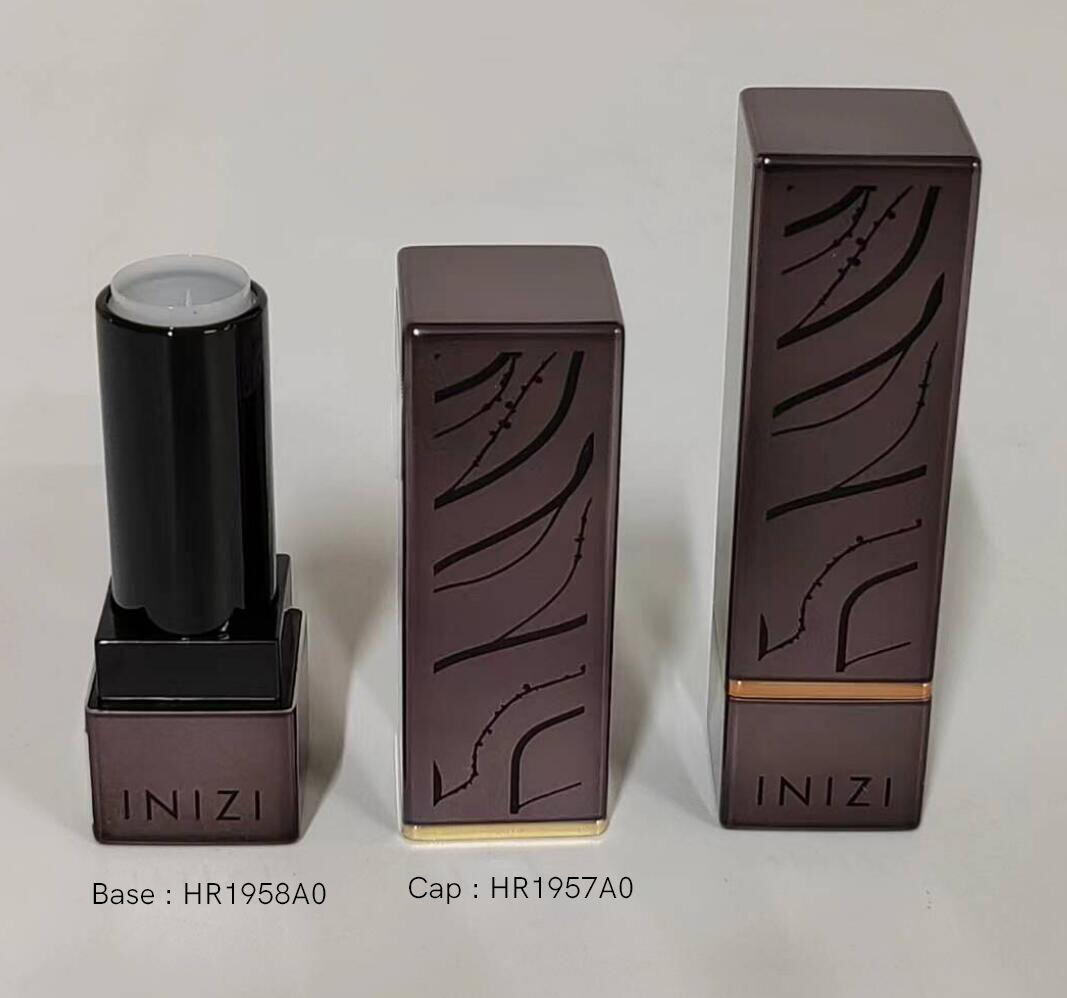 Wholesale Harderson high quality square color injection with electroplating & silk printing recycled plastic cosmetic makeup packaging for lipstick