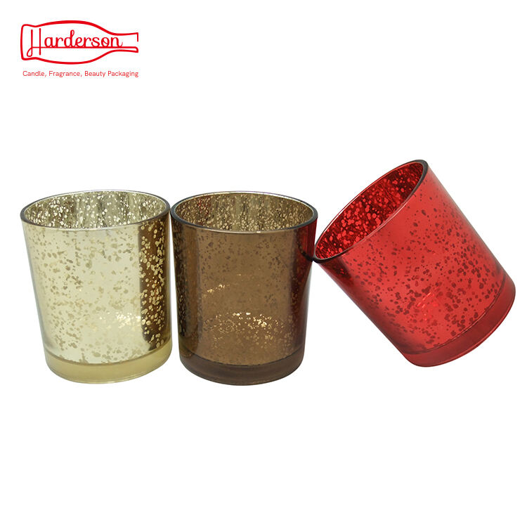 Harderson 10oz Electroplated Glass Cylinder Candle Jars Candle Holders 