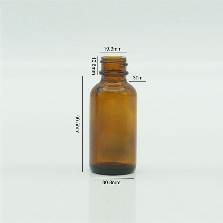 Harderson 1oz Wholesale Amber Glass Bottle with Gold Black Droppers details