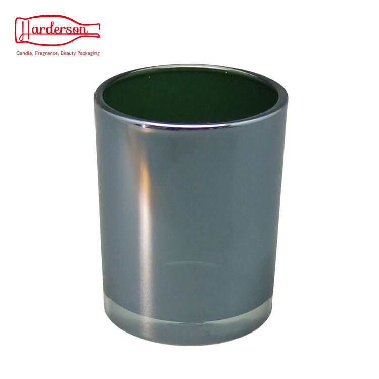 Different Colors Shiny Glass Candle Jar and Candle Holder