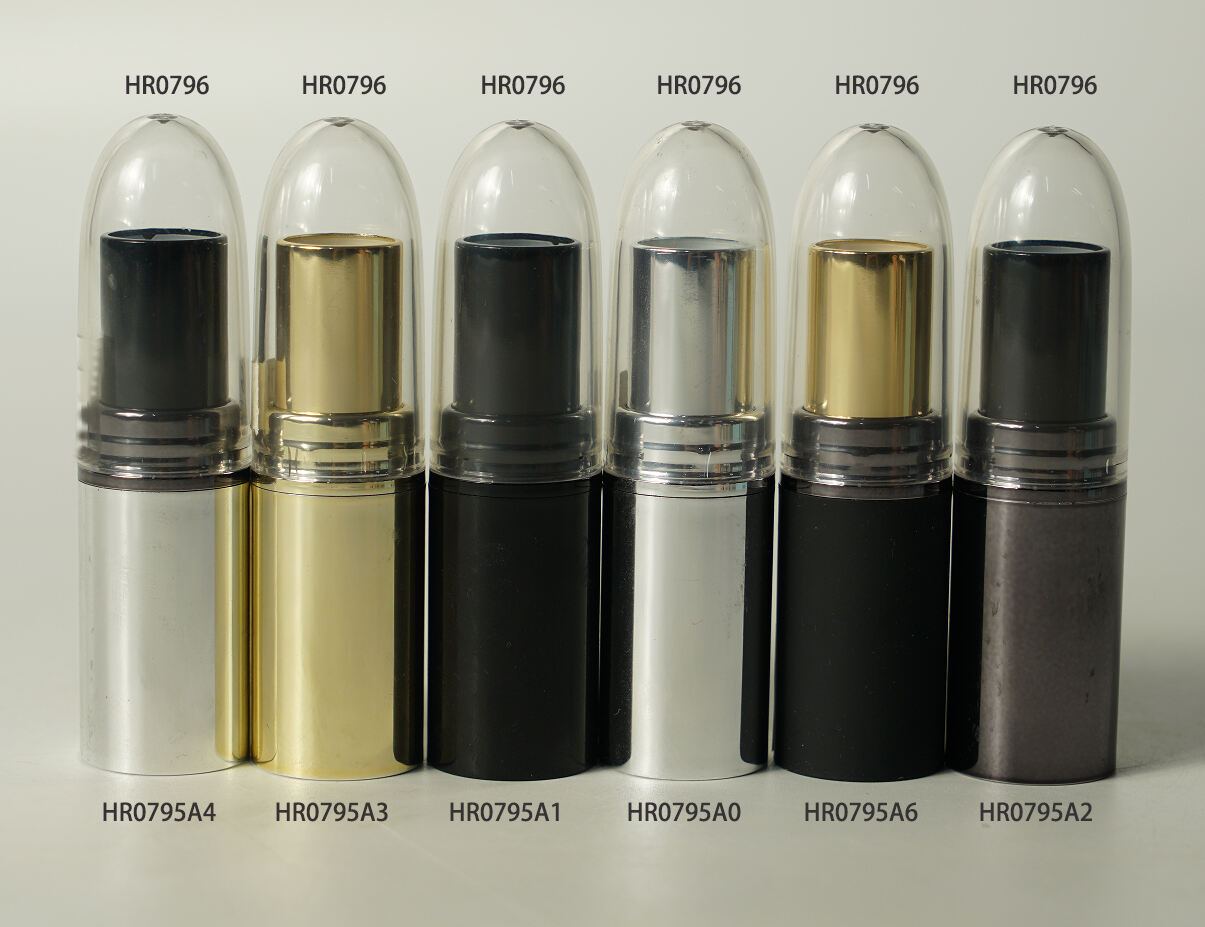 Wholesale Harderson high quality cylinder 2color injection recycled plastic cosmetic makeup packaging with transparent bullet shape cap for lipstick