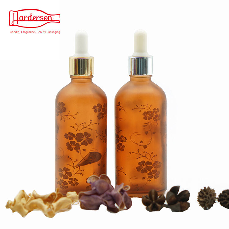Harderson 100ml Frosted Amber Essential Oil Dropper Bottles 