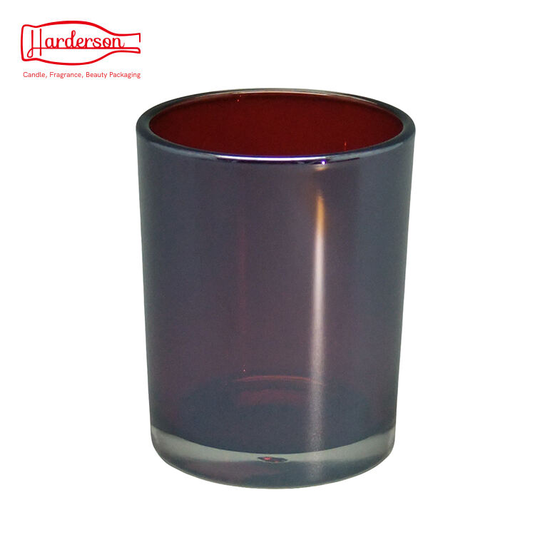 Different Colors Shiny Glass Candle Jar and Candle Holder