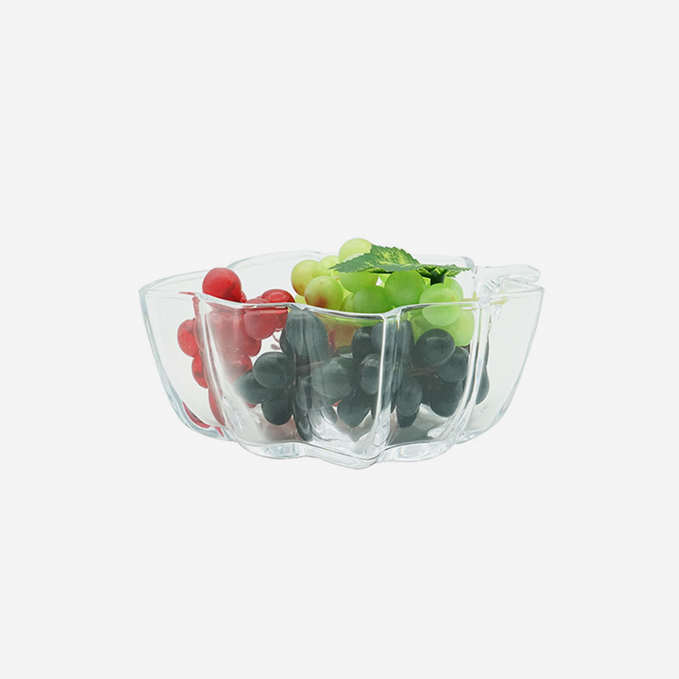 Harderson Leaf Shaped Glass Fruit Salad Serving Bowl