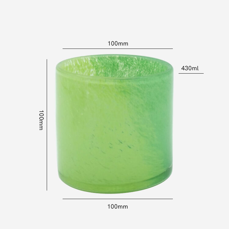 14oz Handmade Green Luxury Glass Candle Jars  details