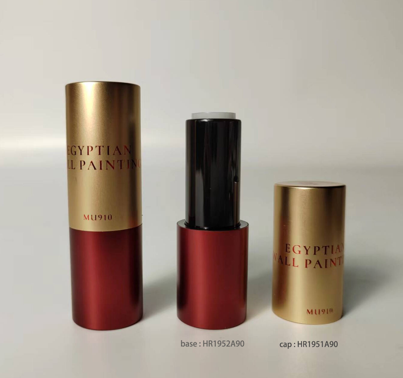 Wholesale Harderson high quality cylinder two-color injection recycled plastic cosmetic makeup packaging with metallic shinning finish & hot stamping for lipstick