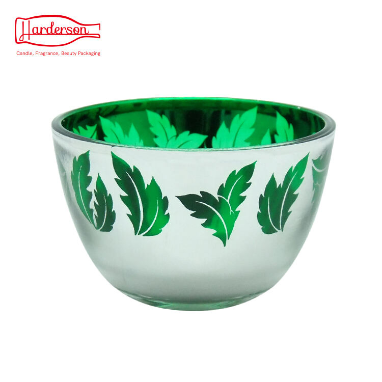 3oz Luxury Electroplated Shiny Green Shiny Gold Glass Candle Jar