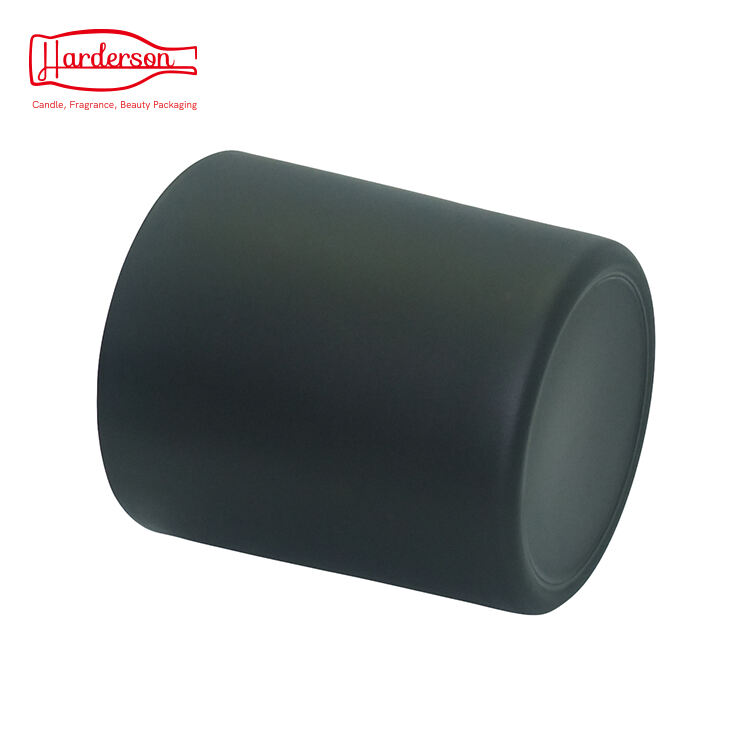 Custom LOGO New Style Candle Holder Black Glass Candle Cup