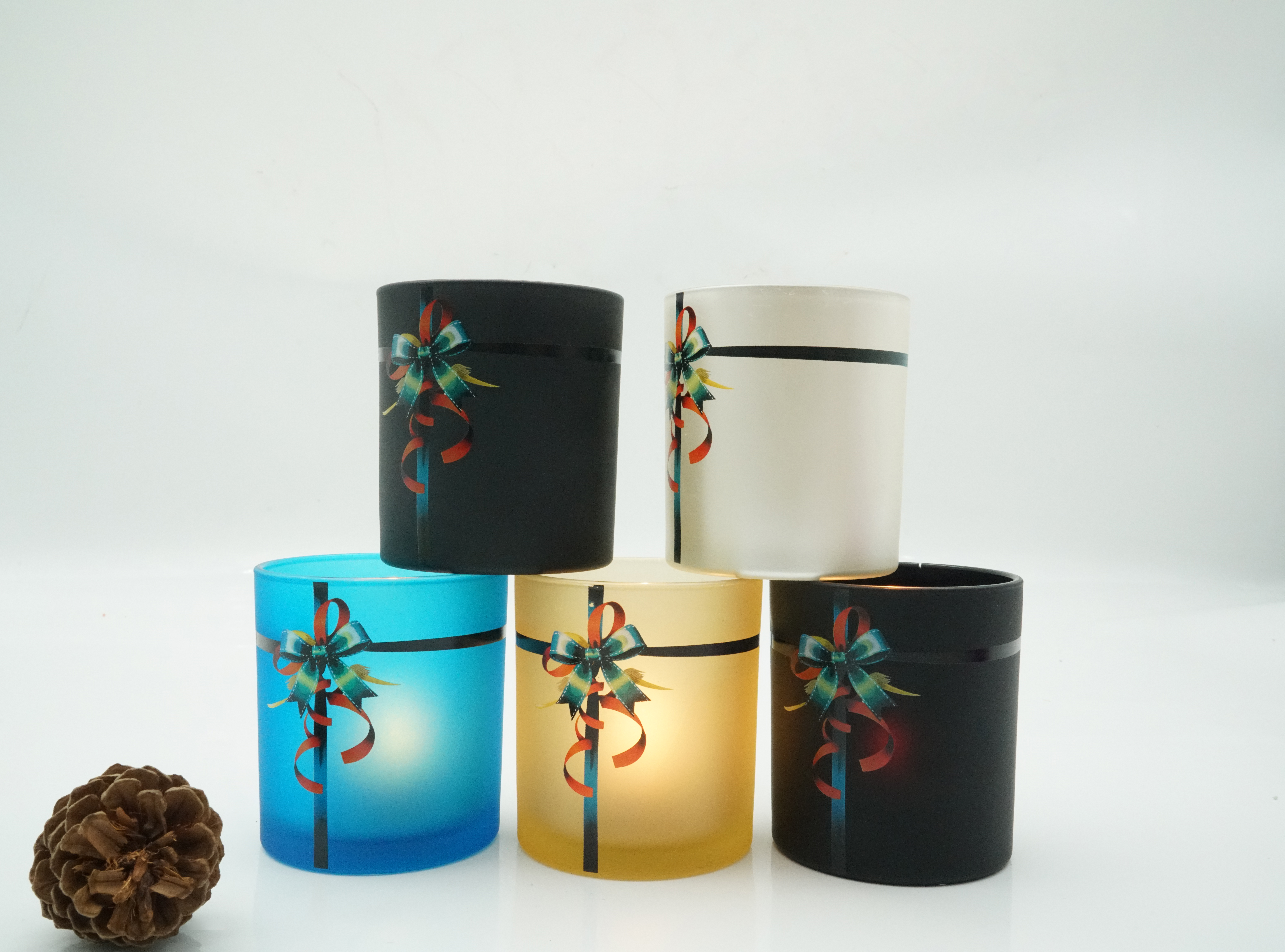 Harderson 8.3oz festive ribbon decal candle jars   supplier