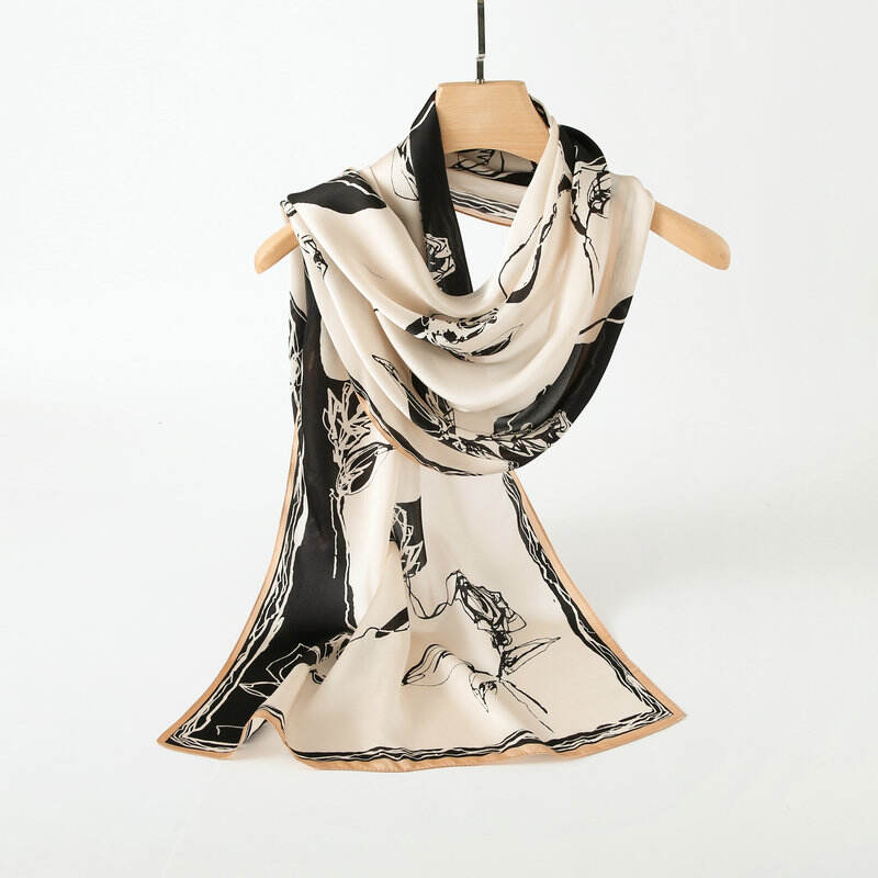 Print silk Long scarf L128930