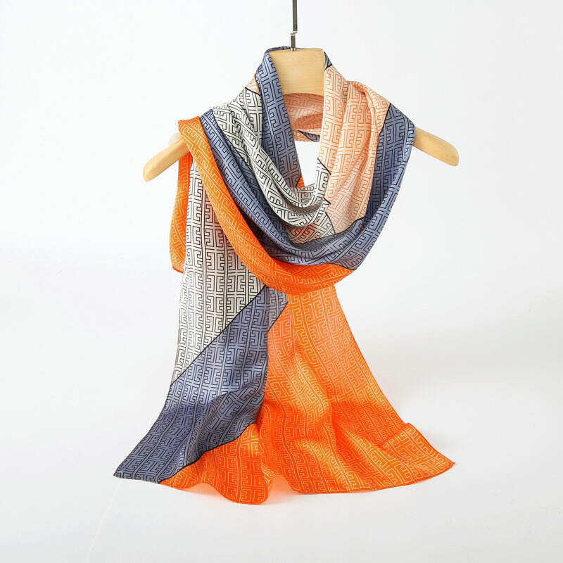 Print silk Long scarf L128933