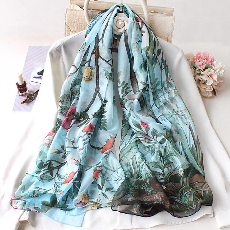 digital printed silk chiffon scarf 140203