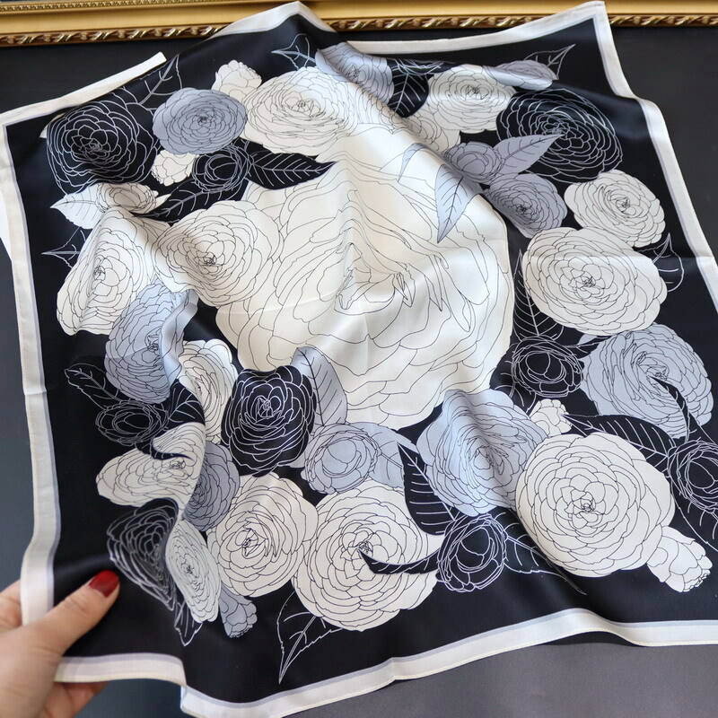 70cm print silk satin scarf 