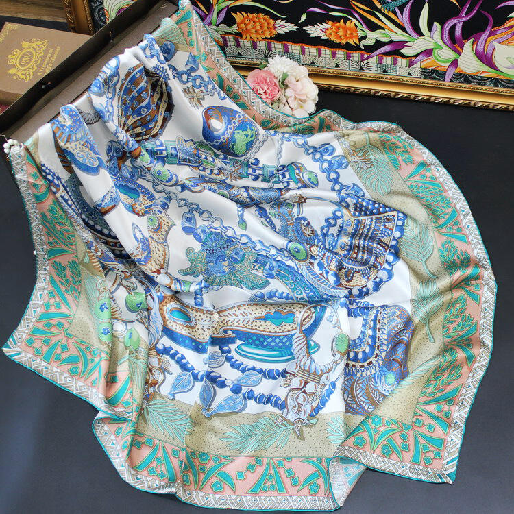 digital printed silk satin scarf 110237A