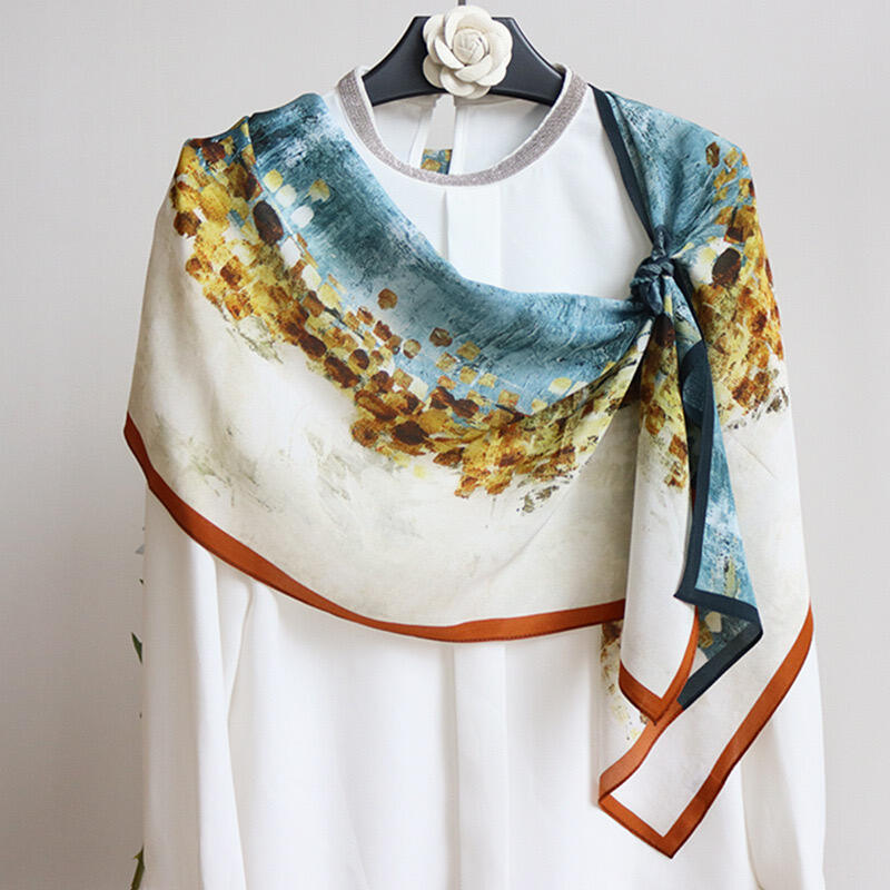 digital printed silk crepe de chine scarf