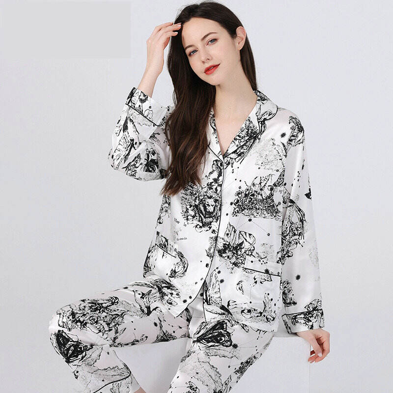 printed silk pajamas sets