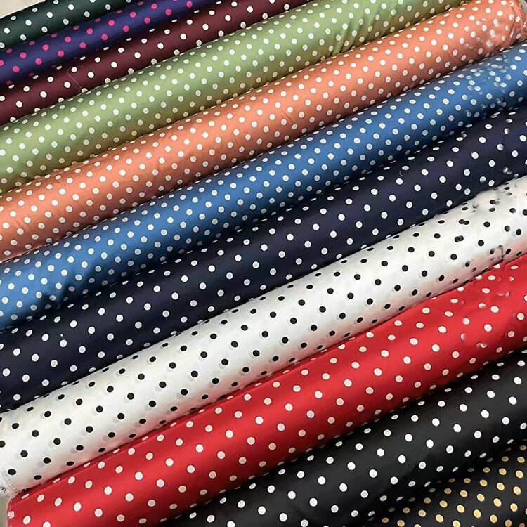 Polka dot printing elastic Silk satin fabric