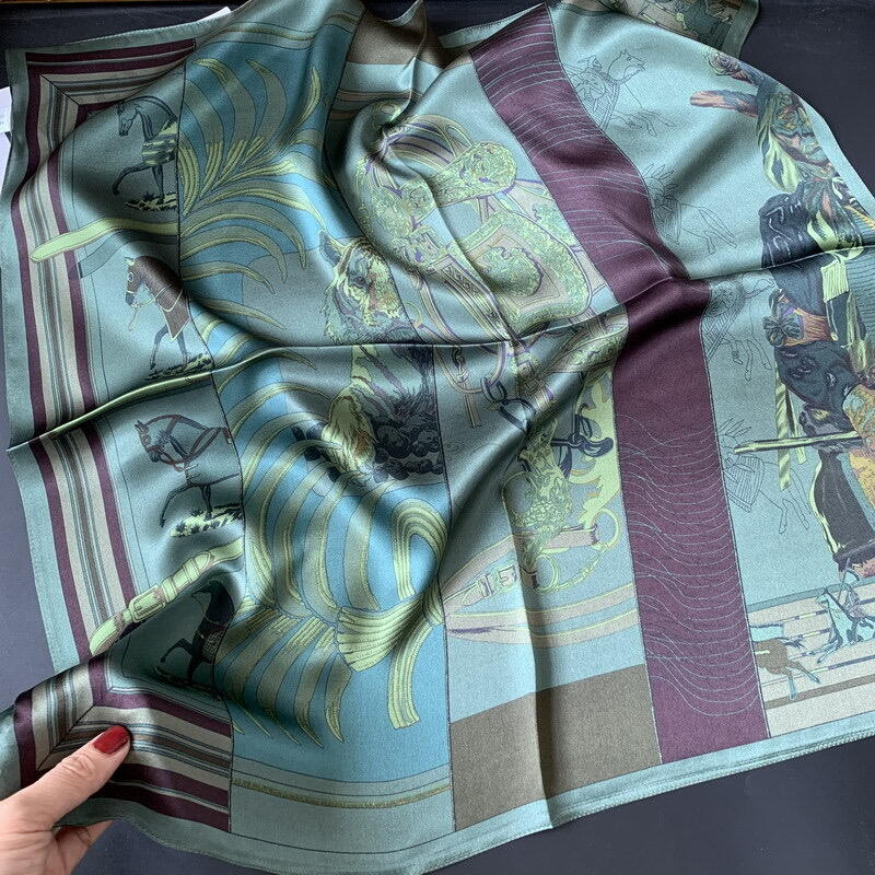 70cm print silk satin scarf 