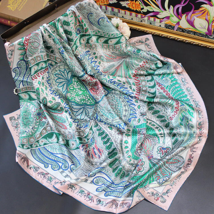 digital printed silk satin scarf 110233A