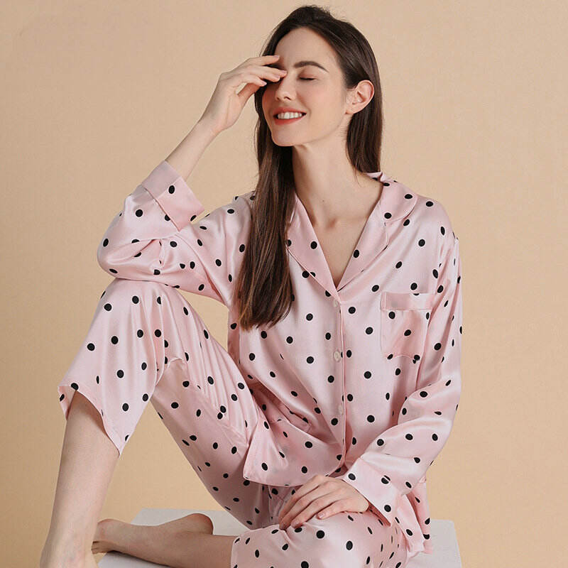 Print silk pajamas sets for women T830105S45