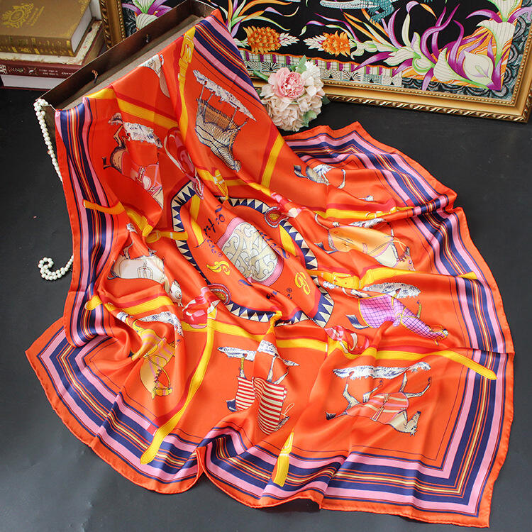 digital printed silk satin scarf 110038