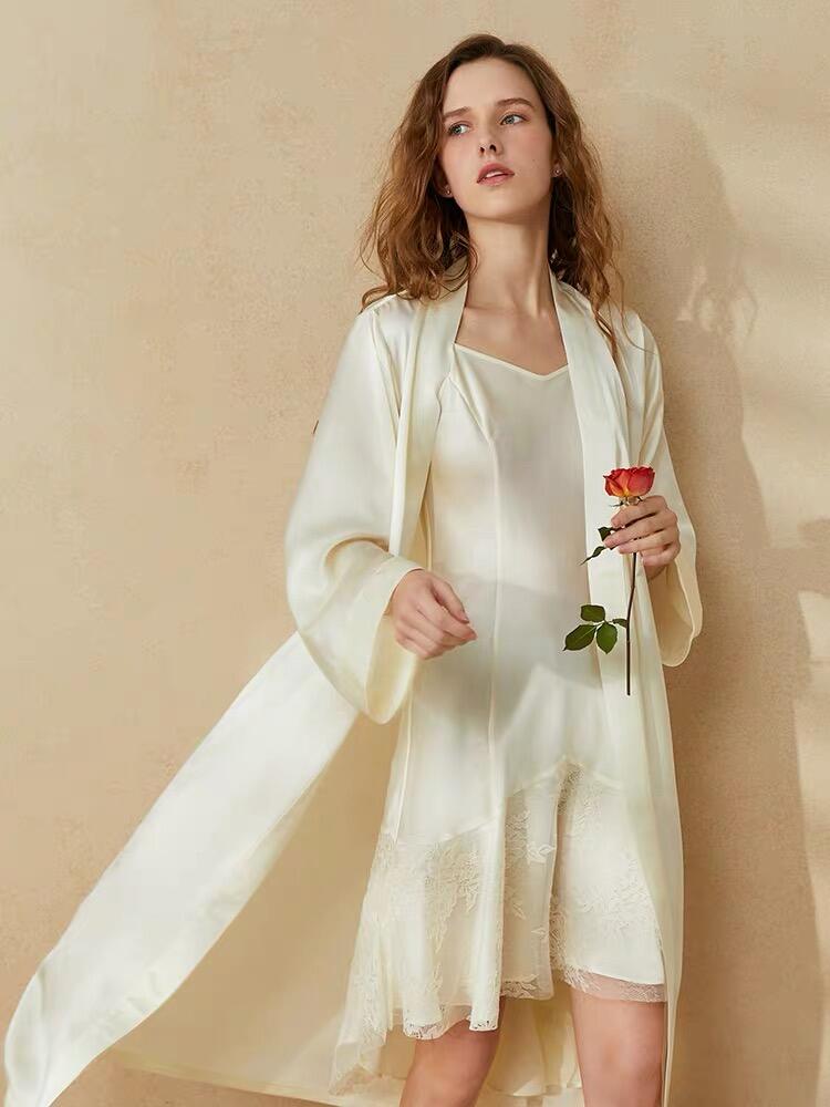 19momme long Silk robe 