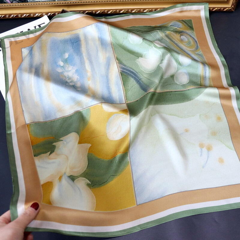 70cm print silk satin scarf