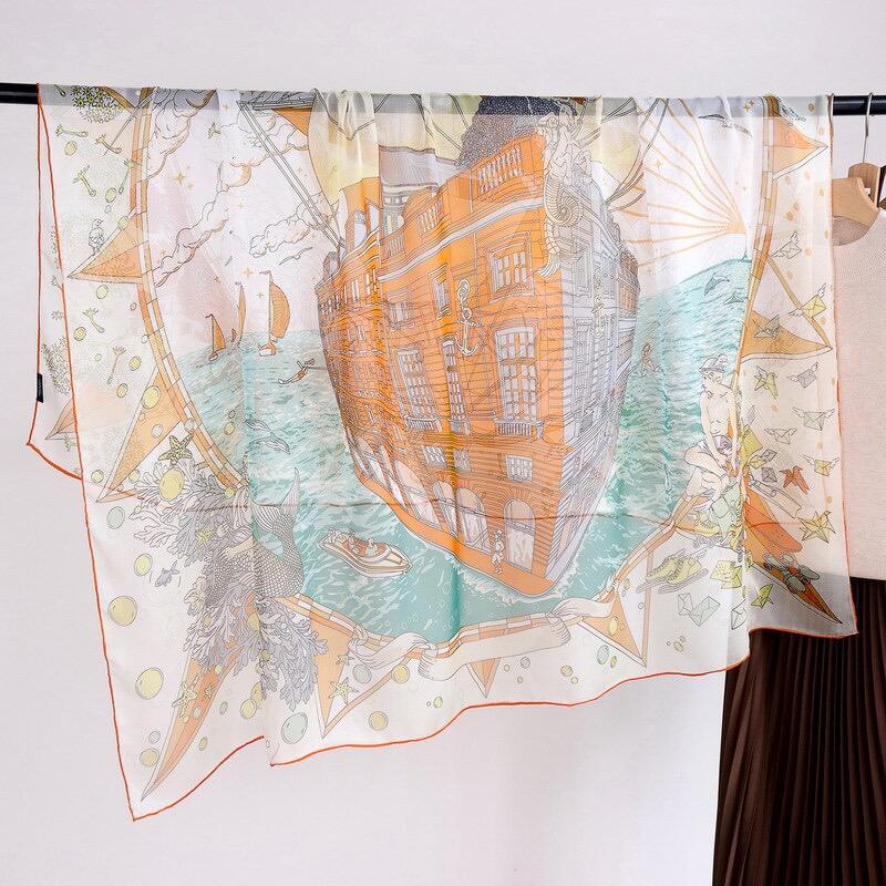 digital printed silk chiffon scarf 140323011