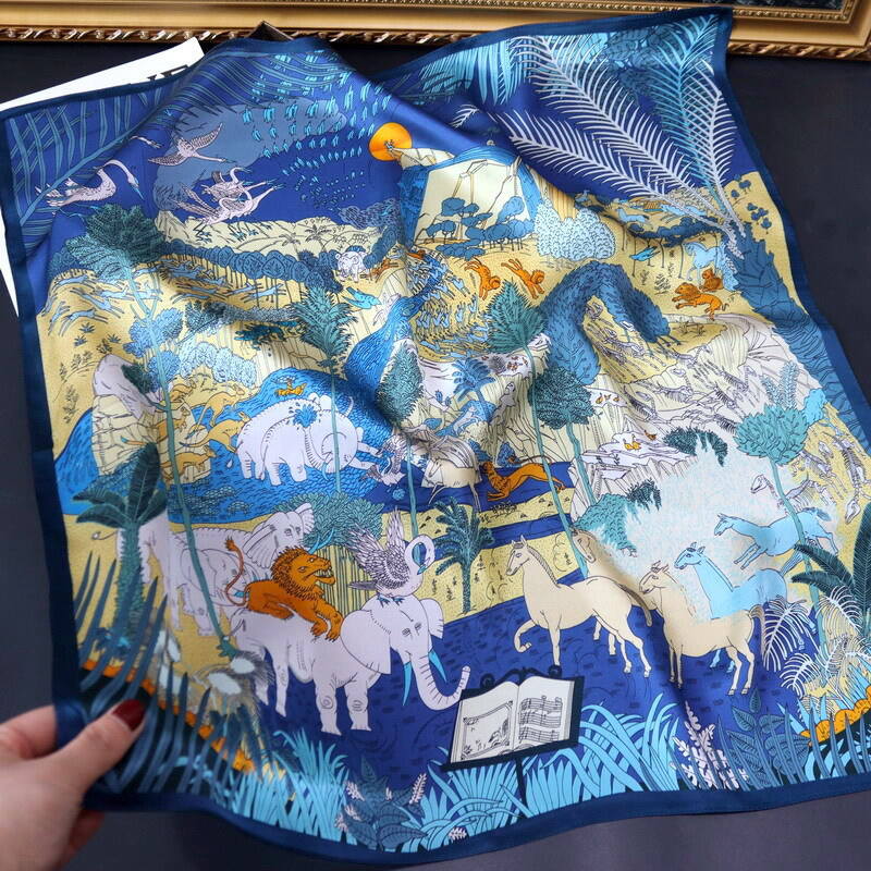 70cm print silk satin scarf 