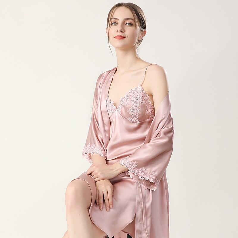 slip dress with Silk robe 